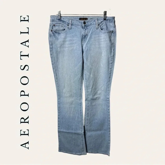 0849. AEROPOSTALE DENIM JEANS SIZE 7/8L LIGHT WASH DENIM‎ IN COLOR - Picture 1 of 10